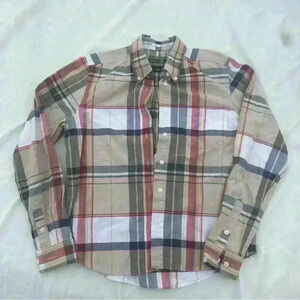 Rockies Tan Plaid Button Down Shirt size M